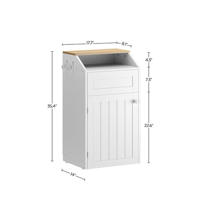 HOOBRO Trash Cabinet, Freestanding Trash Can Cabinet, Wooden Recycling with Flip Door, 10 Gallon Hidden Kitchen Garbage Can for Kitchen, Living Room, White