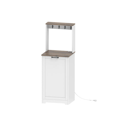 HOOBRO Tilt Out Trash Can Cabinet with Charging Station, Hidden Garbage Cabinet, for Kitchen, Living Room, White