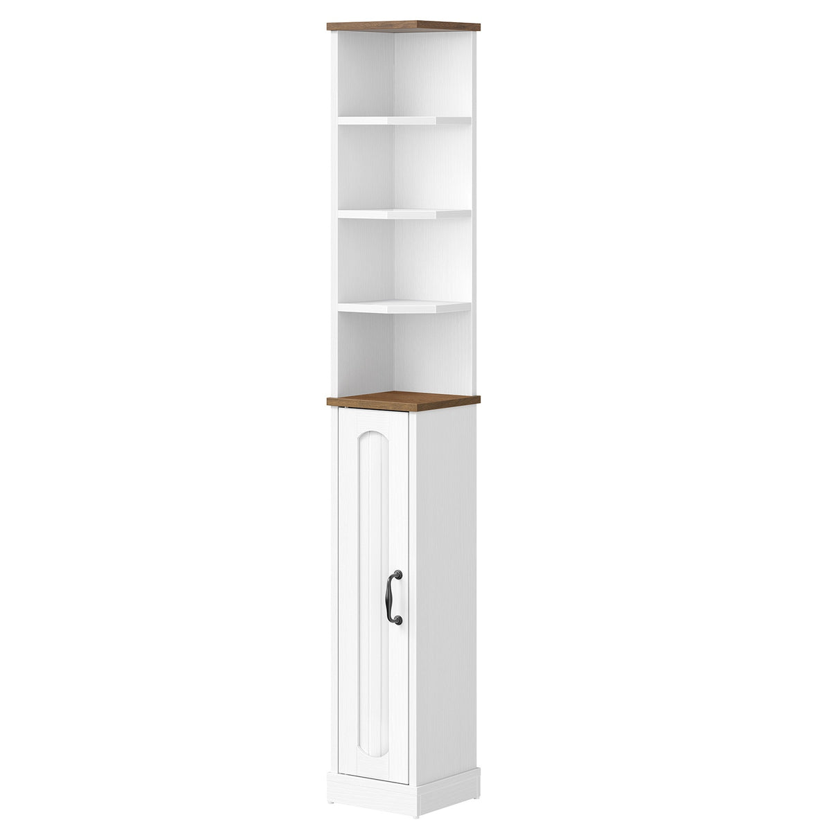 HOOBRO Tall Slim Corner Storage Cabinet with Door and Open Shelves for Bathroom