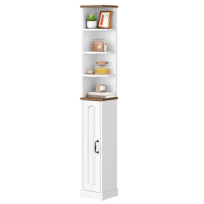 HOOBRO Tall Slim Corner Storage Cabinet with Door and Open Shelves for Bathroom