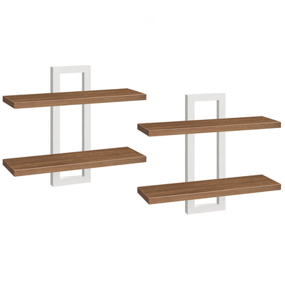 HOOBRO Wall Mounted 2-Tier Floating Shelves Set of 2, Rustic Display Storage Racks