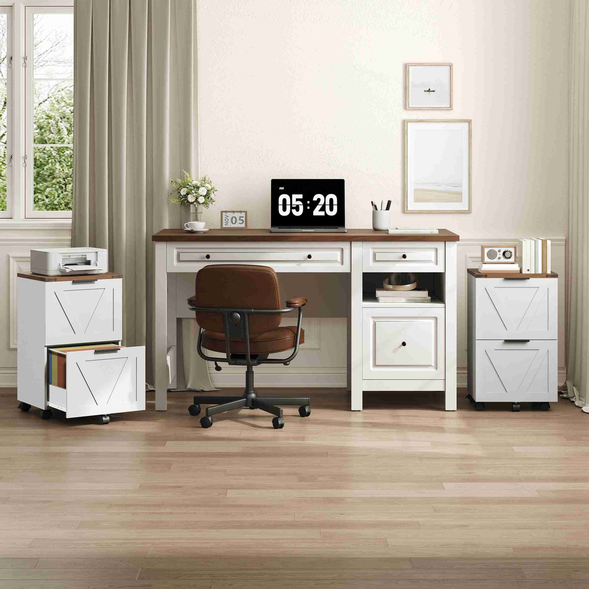 HOOBRO Mobile File Cabinet with 2 X-Accent Drawers, Rolling Printer Stand