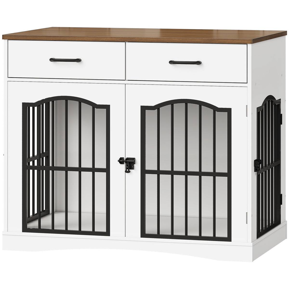HOOBRO Furniture Style Double Dog Crate with Drawers & Removable Divider