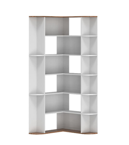 HOOBRO Corner Bookshelf, L-Shaped Bookcase with Display Shelf for Home Office, Living Room, 74" Tall Corner Bookcase, 6-Tier Bookcase with Open Storage, Wooden Corner Bookshelves
