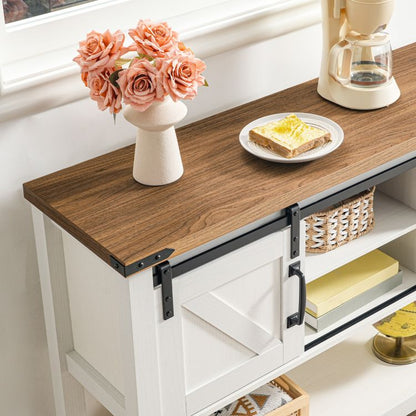 HOOBRO 39.4" Farmhouse Entryway Table with Storage, Narrow Console Table with Open Shelves and 2 Cabinets, Sofa Table with Sliding Barn Doors, for Hallway, Living Room