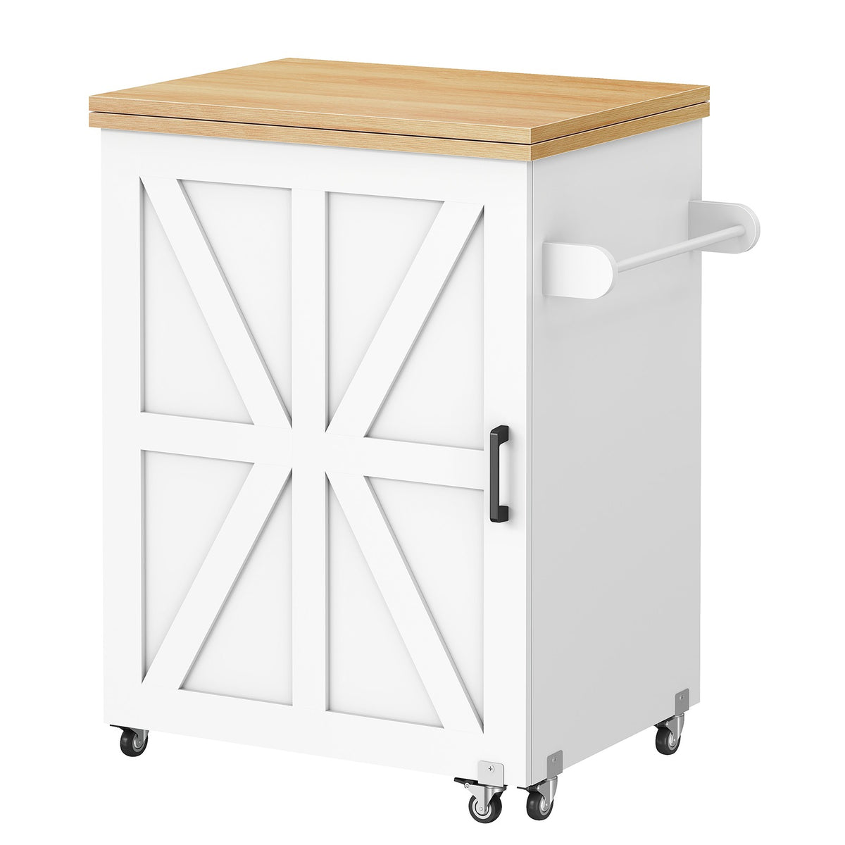 HOOBRO Mobile Kitchen Island Cart with Drop Leaf and Sliding Door Storage