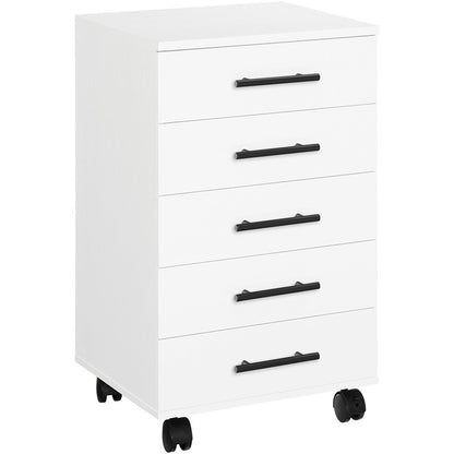 HOOBRO 5-Drawer Chest, Office Filing Cabinet with Drawers, Wooden Cabinet with Wheels, Storage Dresser for Makeup, for Home Office, Study, Easy Assembly
