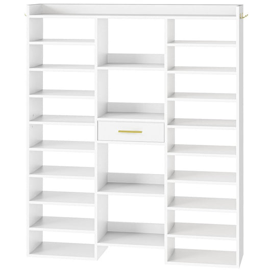 HOOBRO 10 Tier Shoe Rack Tall, Tall Shoe Cabinet, 47" Large Shoe Rack, Wooden Shoe Cabinet Organizer with Cubbies and Fabric Drawer, for 25-33 Pairs of Shoes, Freestanding, for Closet