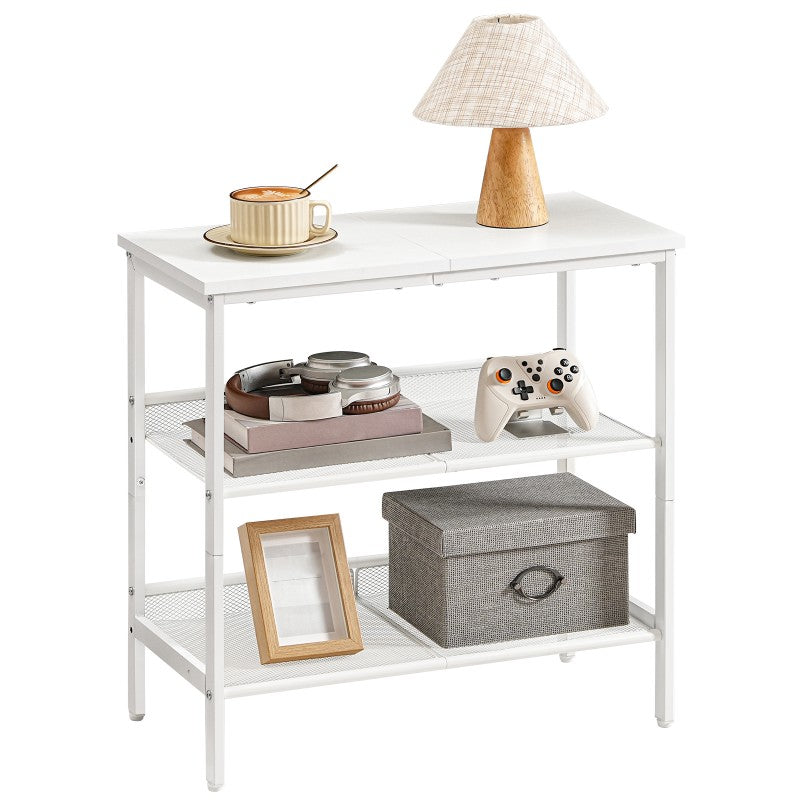 HOOBRO End Table, 3-Tier Narrow Side Table, Nightstand with 2 Flat or Slant Adjustable Shelves for Small Spaces, Hallway, Living Room, Bedroom, Sturdy, Easy Assembly
