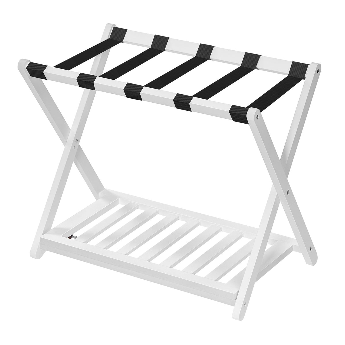 HOOBRO Foldable Wooden Luggage Rack with Shoe Shelf for Guest Room