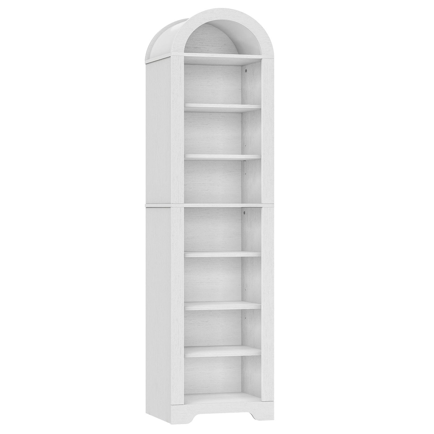 HOOBRO Tall Narrow White Arched Bookshelf with Adjustable Shelves