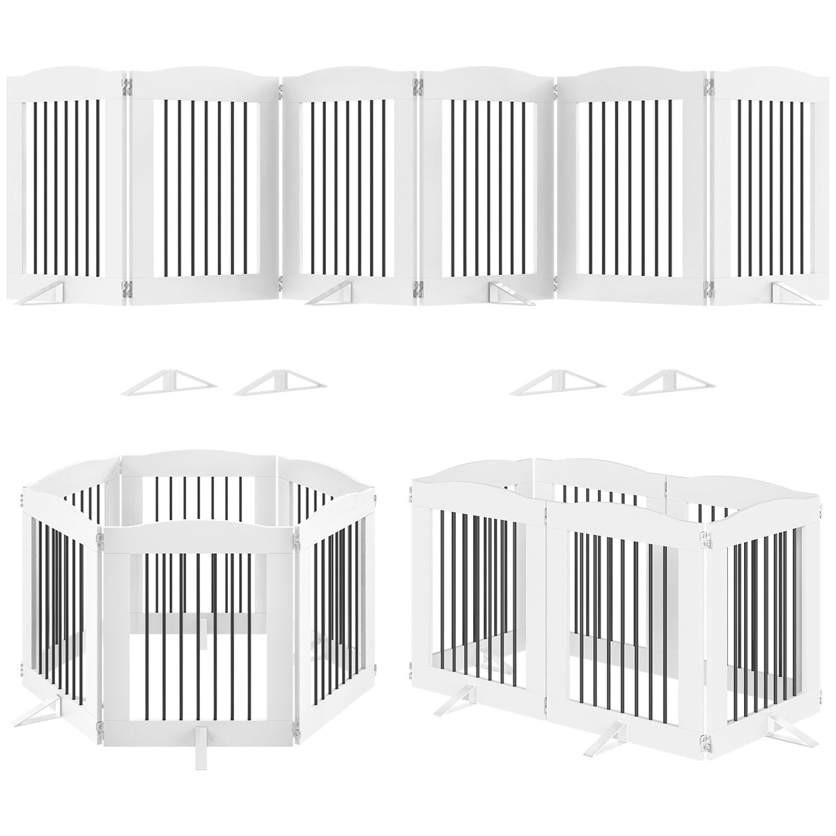 HOOBRO Freestanding Folding Wooden Pet Gate and Configurable Dog Playpen