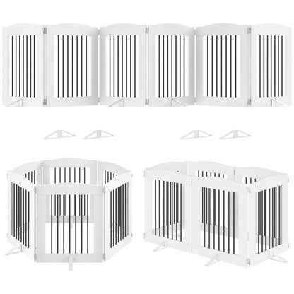 HOOBRO Freestanding Folding Wooden Pet Gate and Configurable Dog Playpen
