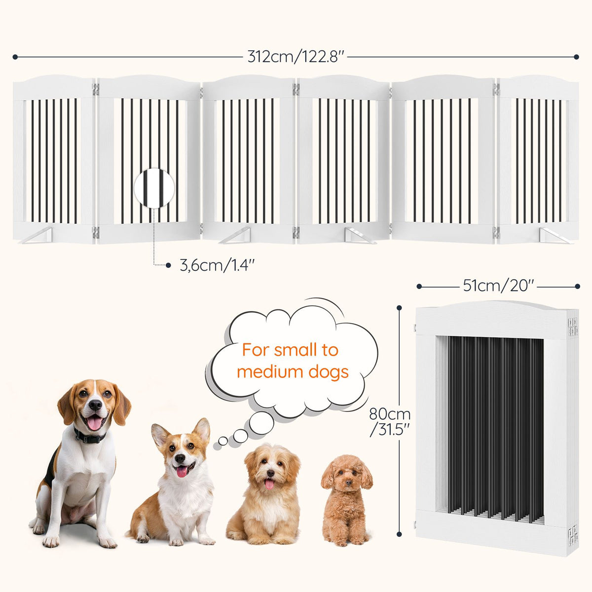HOOBRO Freestanding Folding Wooden Pet Gate and Configurable Dog Playpen