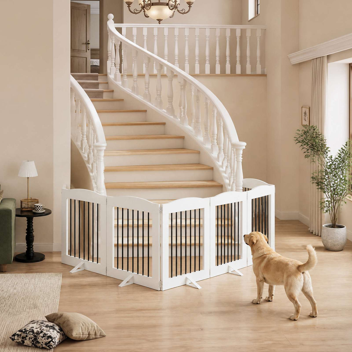 HOOBRO Freestanding Folding Wooden Pet Gate and Configurable Dog Playpen