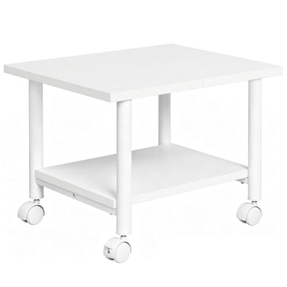 HOOBRO Modern White Mobile Printer Stand, 2-Tier Under Desk Rolling Cart