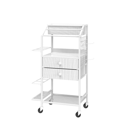HOOBRO Rolling Makeup Storage Cart | Mobile Vanity Trolley with Fabric Drawers, Side Baskets & Hooks