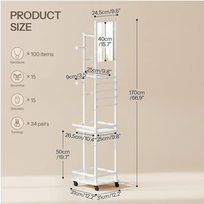 HOOBRO Jewelry Organizer Stand, 360° Swivel Jewelry Storage Organizer
