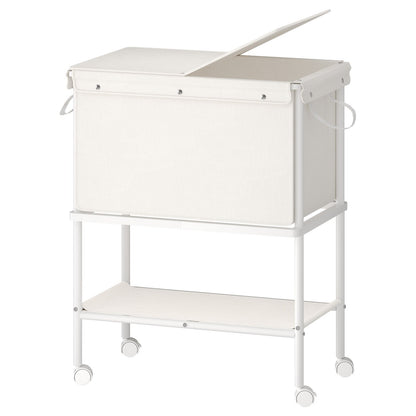 HOOBRO Mobile Laundry Hamper Cart with Lid and Bottom Storage Shelf