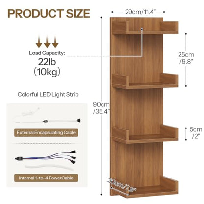 HOOBRO Floating Wall Shelves with LED Lights