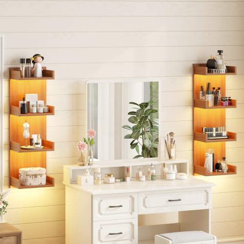 HOOBRO Floating Wall Shelves with LED Lights