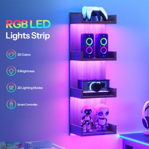 HOOBRO Floating Wall Shelves with LED Lights