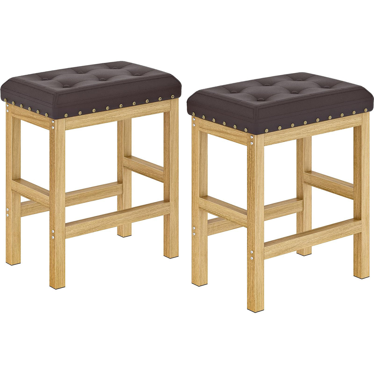 HOOBRO Backless Bar Stools Set of 2, Upholstered Kitchen Island Counter Stools