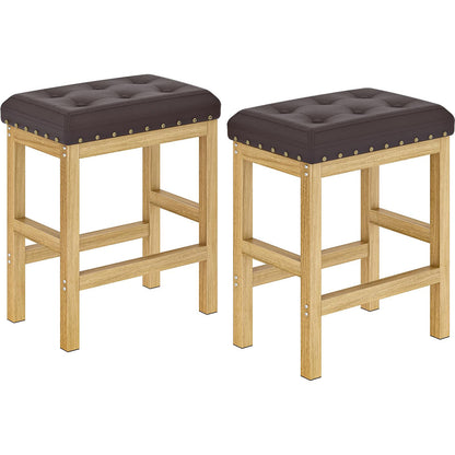 HOOBRO Backless Bar Stools Set of 2, Upholstered Kitchen Island Counter Stools