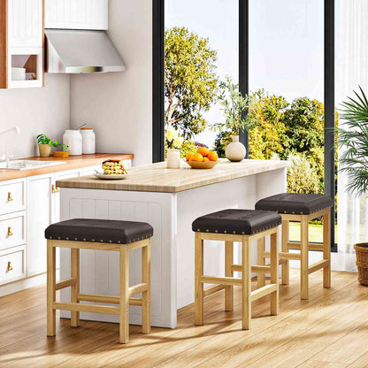 HOOBRO Backless Bar Stools Set of 2, Upholstered Kitchen Island Counter Stools