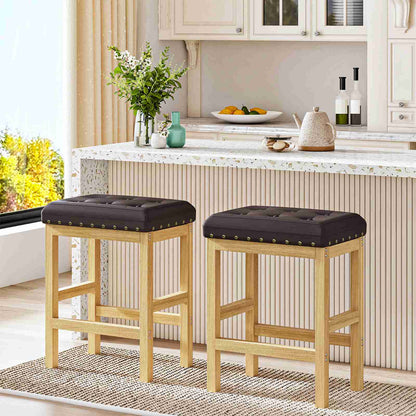HOOBRO Backless Bar Stools Set of 2, Upholstered Kitchen Island Counter Stools