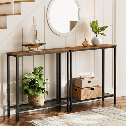 HOOBRO 29.5-inch Double-Layer Narrow Console Table with Shelves