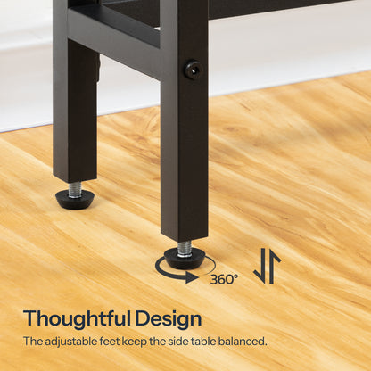 Adjustable leveling feet detail ensuring stability on uneven living room floors