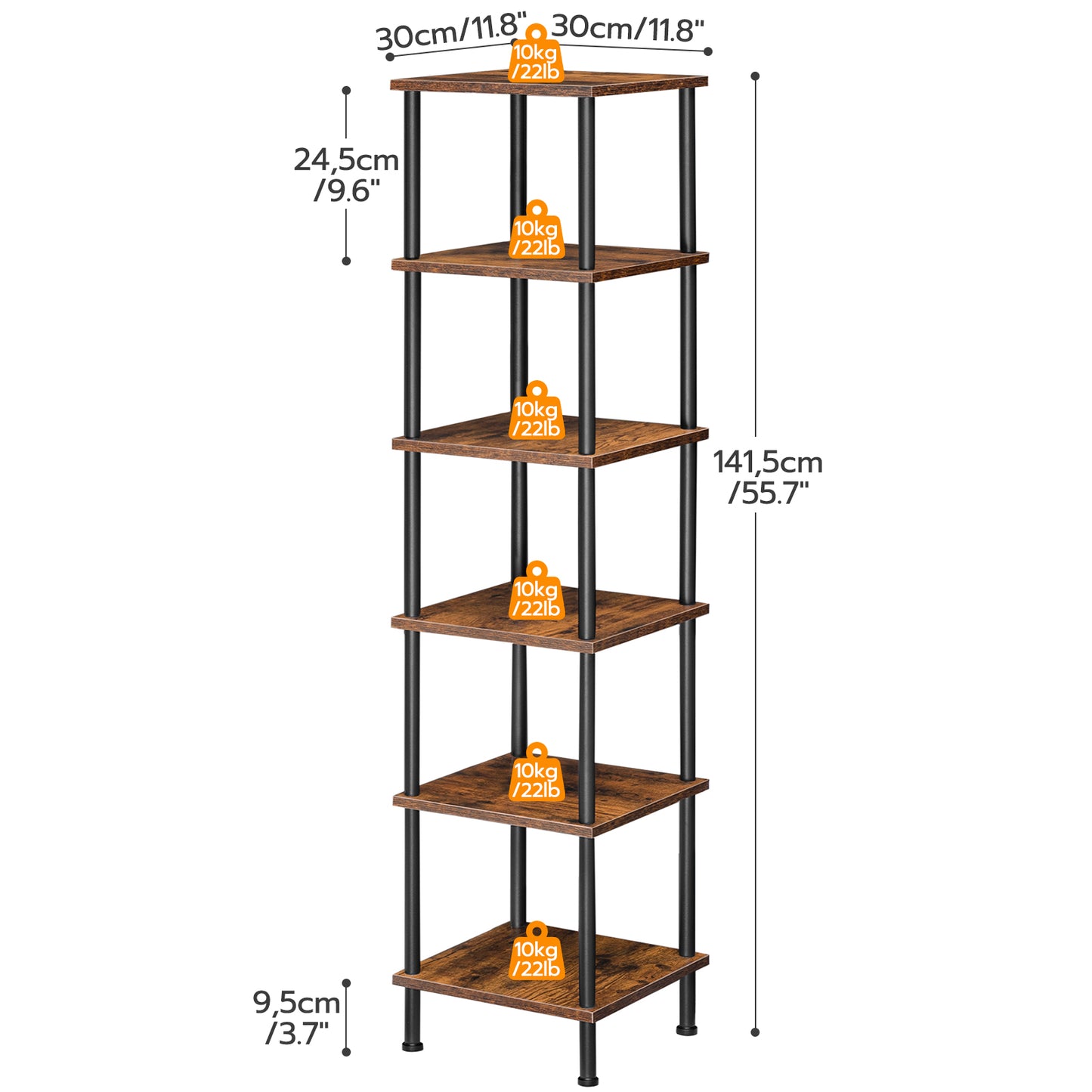 HOOBRO 6-Tier Square Rack Corner Bookshelf