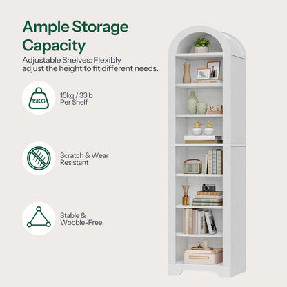 Features diagram highlighting the ample storage capacity and adjustable or removable shelves for large books.