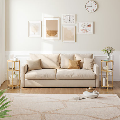 HOOBRO 3-Tier Small Round Side Table with Charging Station