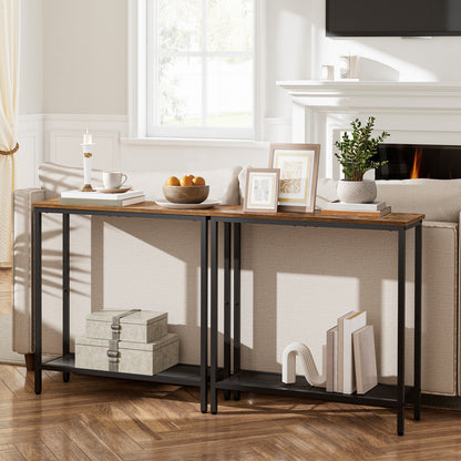 HOOBRO 29.5-inch Double-Layer Narrow Console Table with Shelves