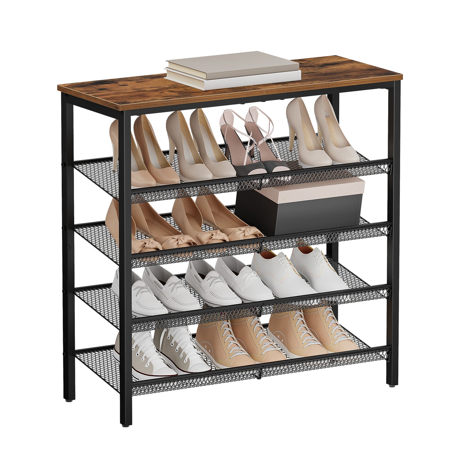 HOOBRO 5-Tier Shoe Rack for Entryway with Adjustable Mesh Shelves