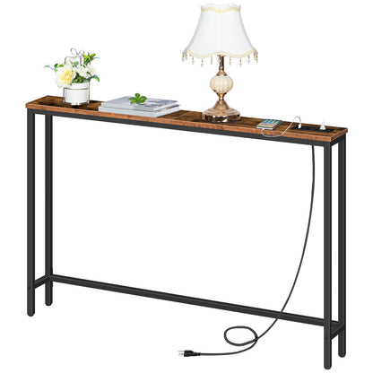 HOOBRO 47.2-inch Narrow Console Table with Power Outlet