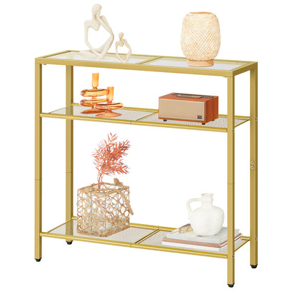 HOOBRO 29.5-inch 3-Tier Tempered Glass Narrow Console Table
