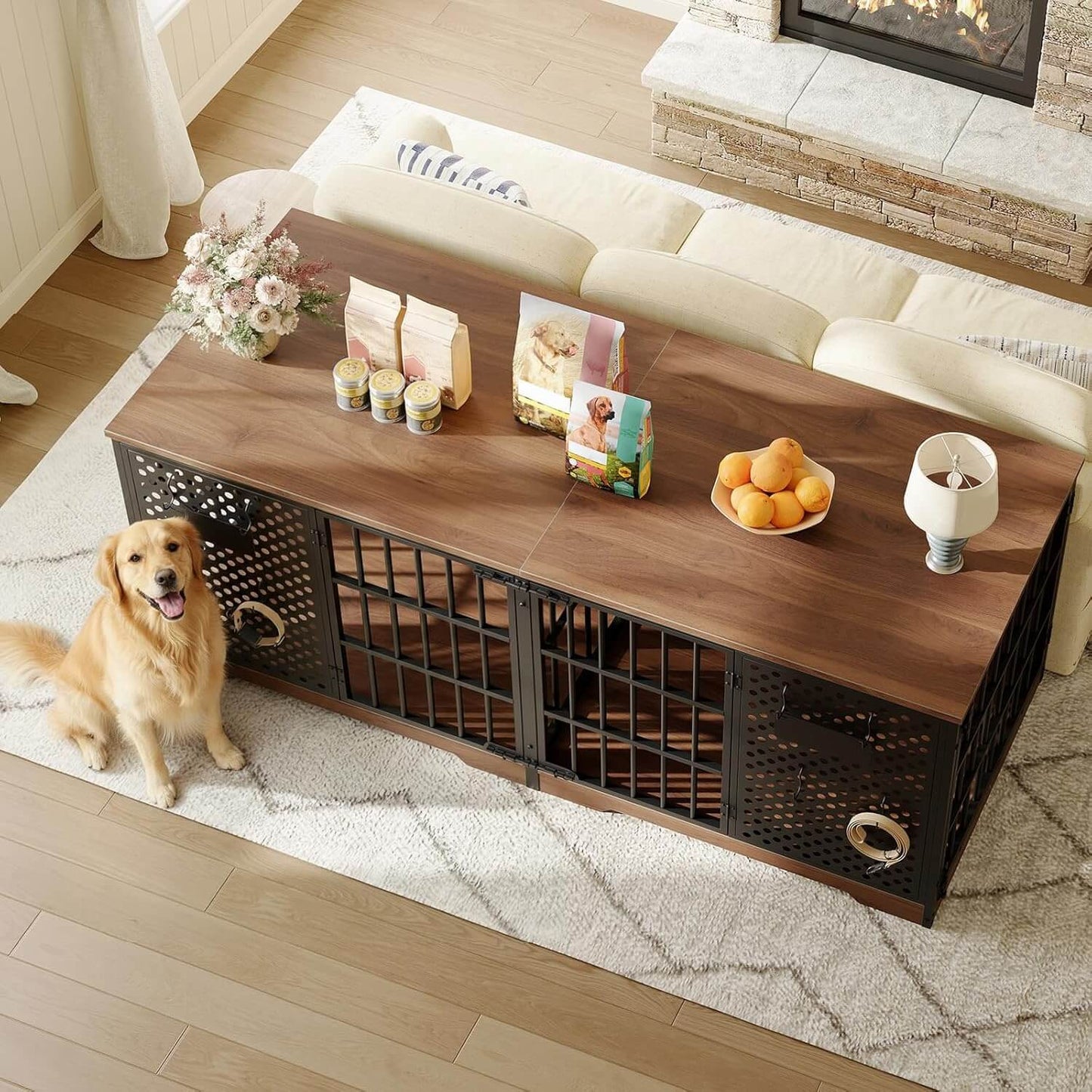 HOOBRO 71 Inch Dog Kennel Furniture Indoor as TV Stand