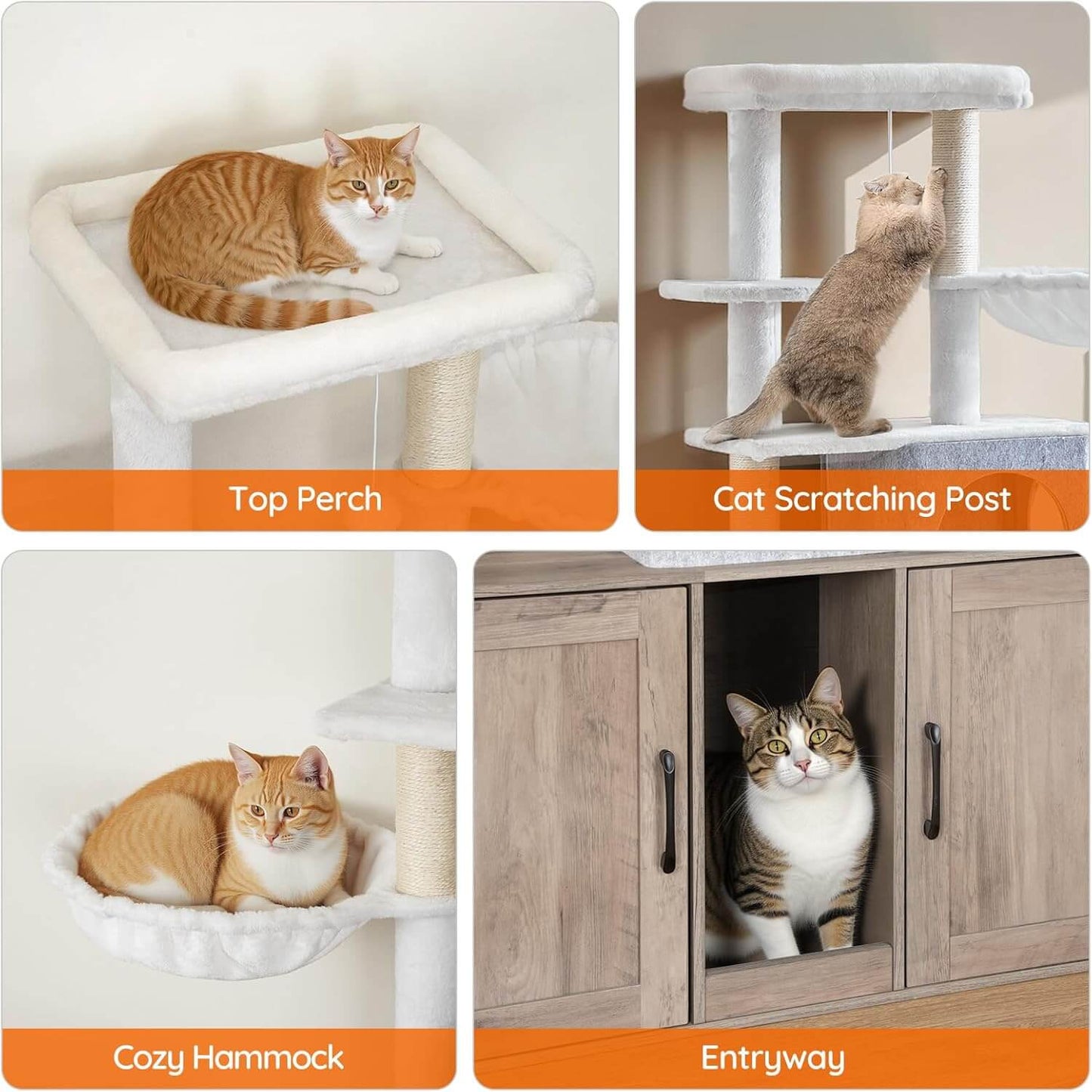 HOOBRO Cat Tree with 47.2-inch Dual Litter Box Enclosure