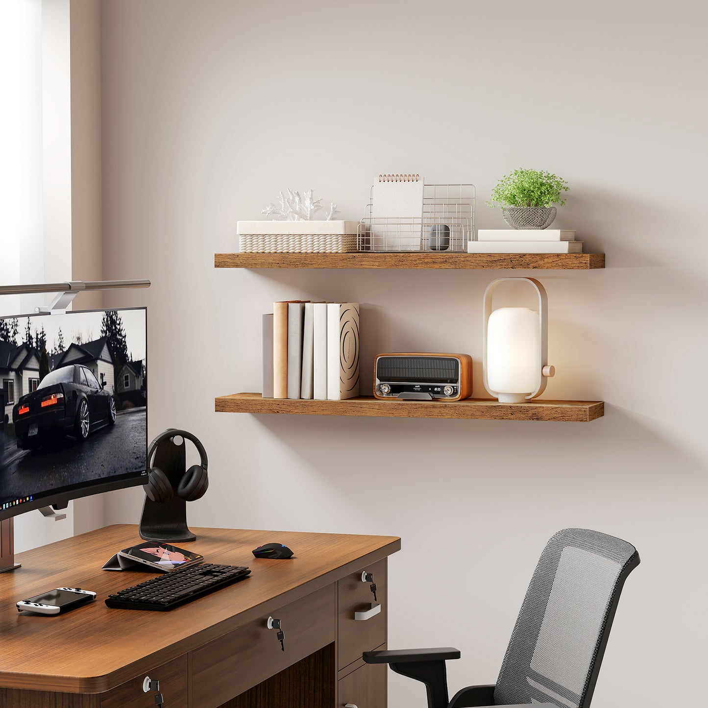 HOOBRO 39.4-inch Wall-Mounted Shelf / 2PICS