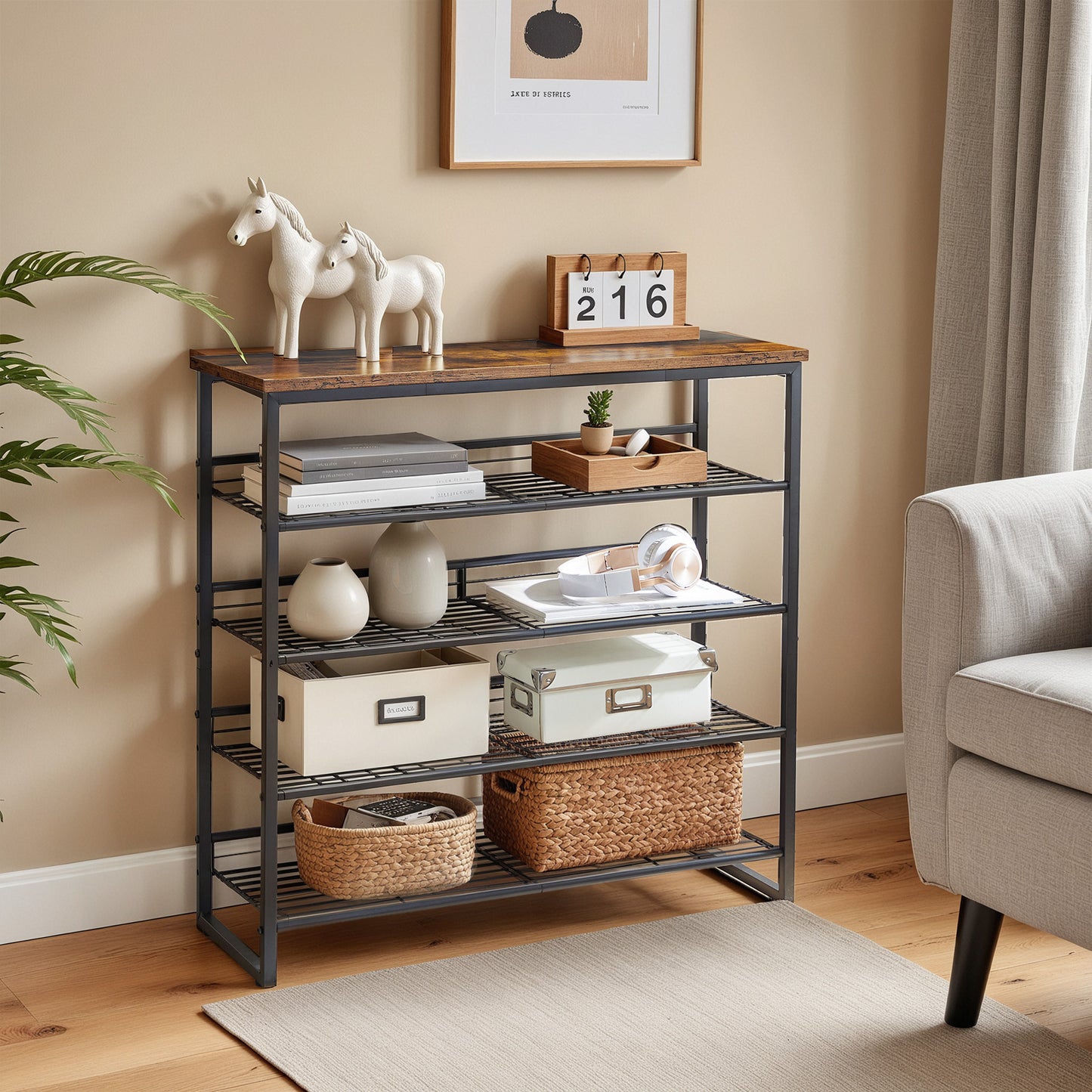 HOOBRO 5-Tier Adjustable Shoe Rack Holds 16-20 Pairs