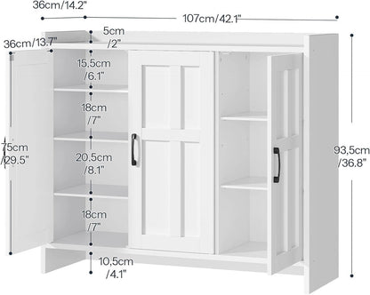 White wardrobe with dimensions labeled on a white background