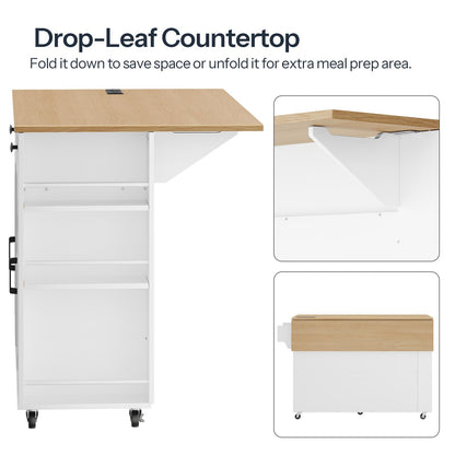 Side view demonstrating the expandable drop leaf wood countertop folding mechanism and steel supporting brackets.