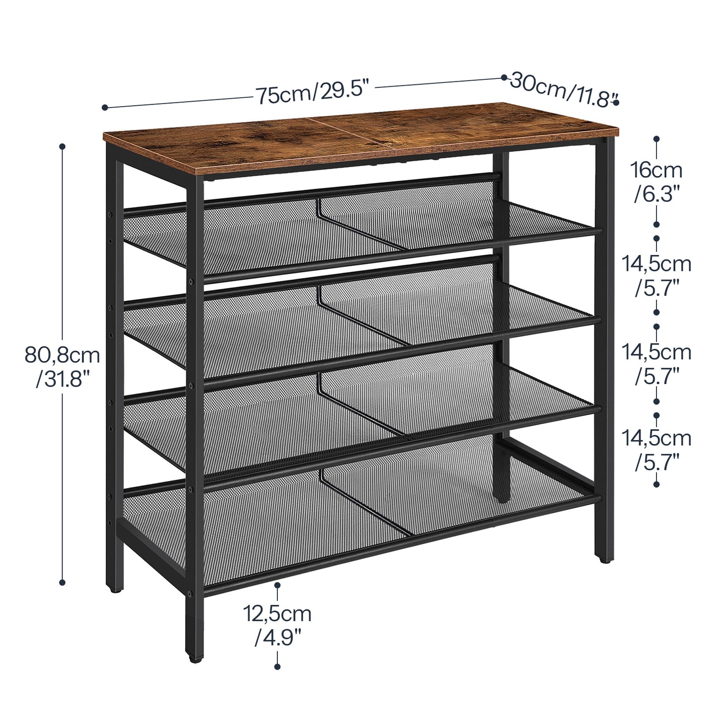 HOOBRO 5-Tier Shoe Rack for Entryway with Adjustable Mesh Shelves