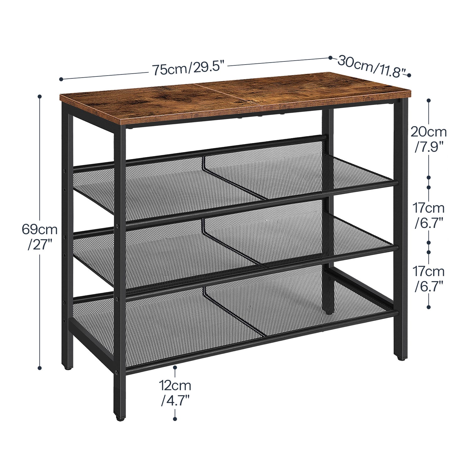 HOOBRO 4-Tier Shoe Rack with Adjustable Mesh Shelves