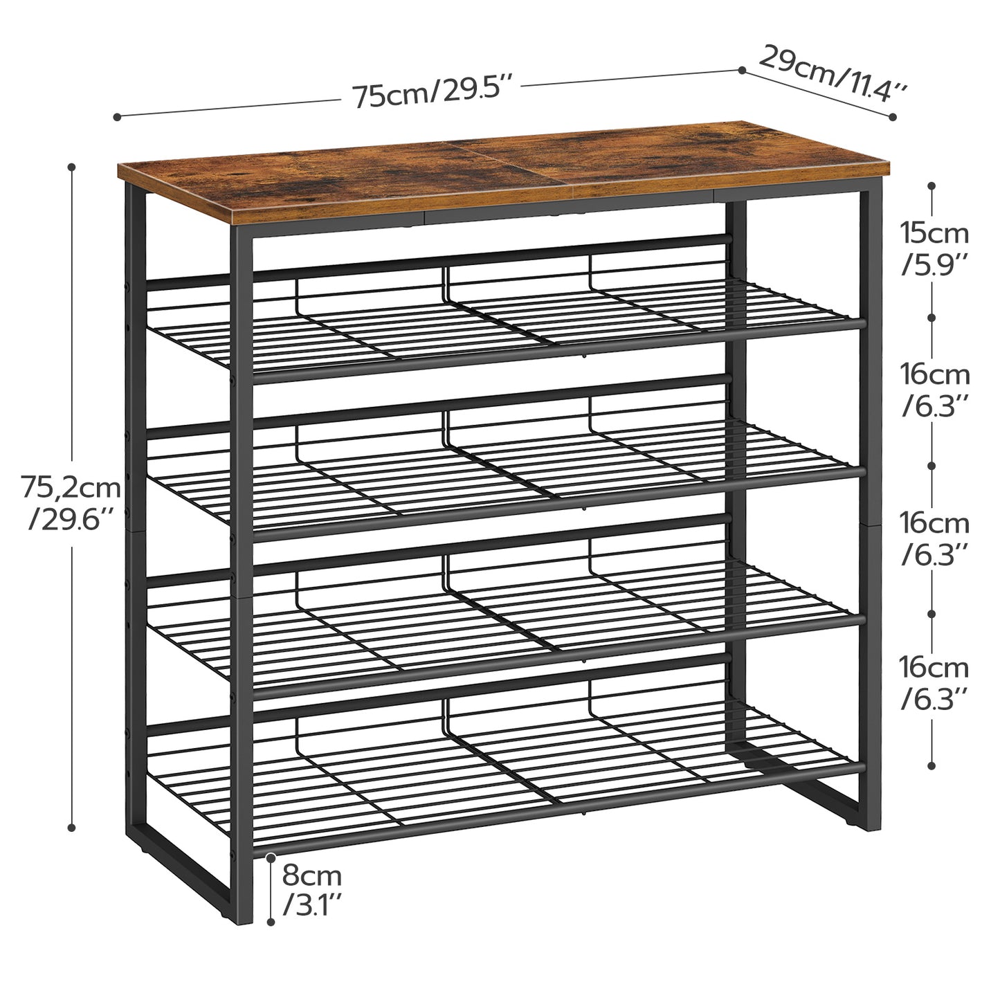 HOOBRO 5-Tier Adjustable Shoe Rack Holds 16-20 Pairs