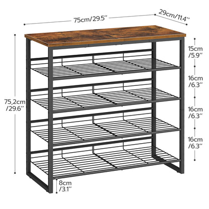HOOBRO 5-Tier Adjustable Shoe Rack Holds 16-20 Pairs
