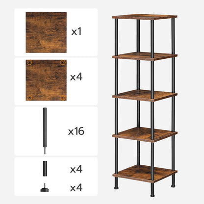 HOOBRO 5-Tier Square Corner Bookshelf
